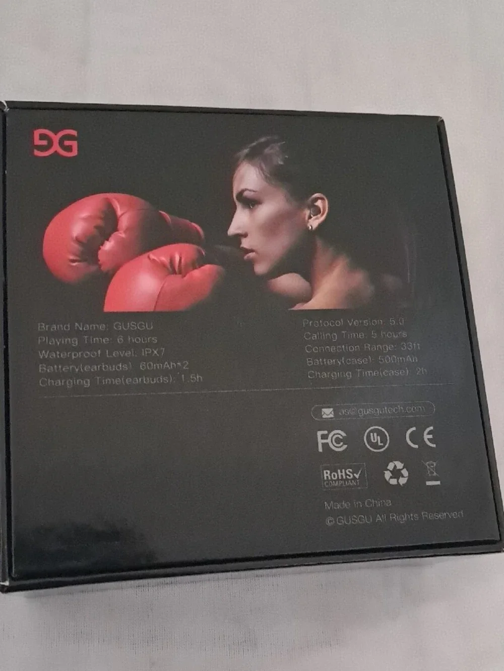 Gusgu Wireless Earbuds X01 in Black - Charging Case